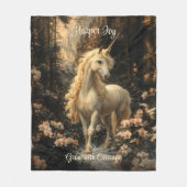 Bruine en Roze Eenhoorn Woodland Nursery Fleece Deken (Voorkant)