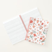 Bruine en Roze Floral Heart-laptop Notitieboek (Binnen)