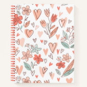 Bruine en Roze Floral Heart-laptop Notitieboek (Voorkant)