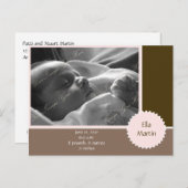 Bruine en roze fotoaankondiging () aankondigingskaart (Voorkant / Achterkant)