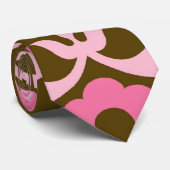 Bruine en roze lentebloemen damast stropdas (Opgerold)