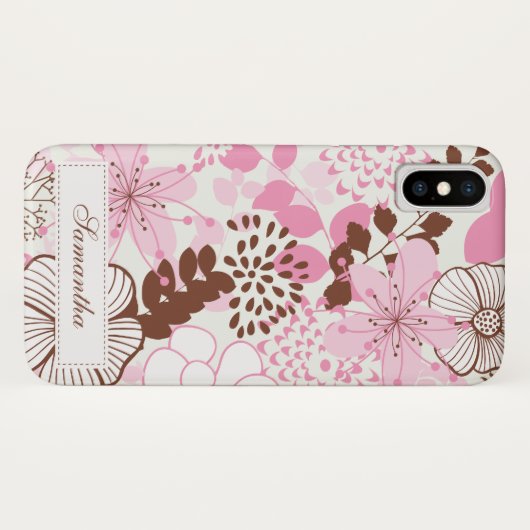 Bruine en roze lentuin Case-Mate iPhone case (Achterkant (horizontaal))