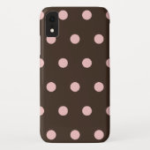 Bruine en Roze pokadots Case-Mate iPhone Case (Achterkant)