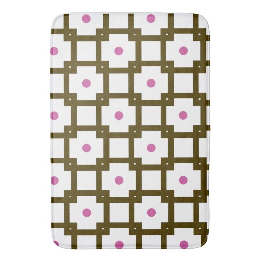 Bruine en roze Stippen Badmat (Voorkant Verticaal)