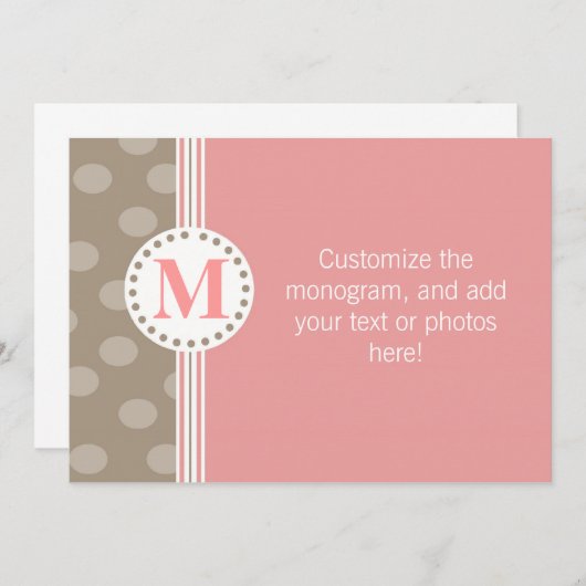 Bruine en roze Stippen en stripes - Aangepaste art Notitiekaartje (Voorkant / Achterkant)