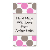 Bruine en roze Stippen Etiket (Voorkant)