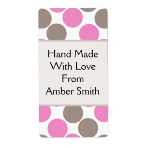 Bruine en roze Stippen Etiket