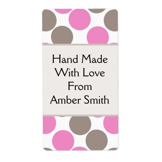 Bruine en roze Stippen Etiket (Voorkant)