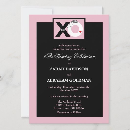 Bruine en roze trouwe bruiloft kaart (Voorkant)