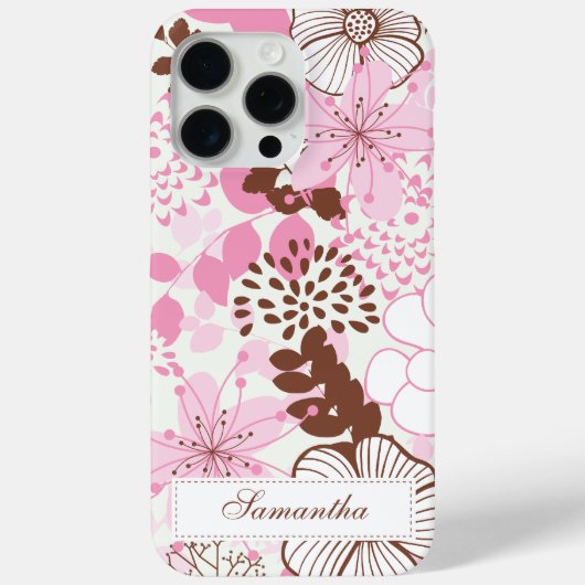 Bruine en roze voorjaarstuin Case-Mate iPhone case (Achterkant)