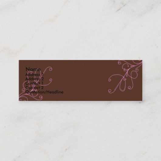 Bruine en roze zwenken met plan-bruine rug mini visitekaartje (Voorkant)