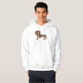 Bruine en smaakvolle munt Dachshund Dog Tekening Hoodie (Voorkant volledig)