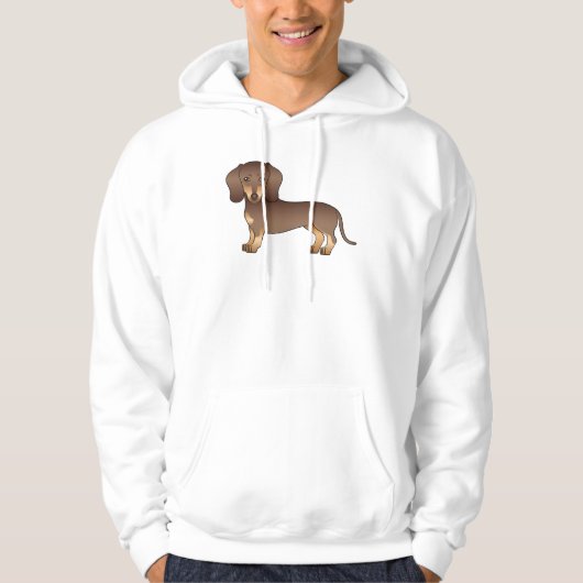 Bruine en smaakvolle munt Dachshund Dog Tekening Hoodie (Voorkant)