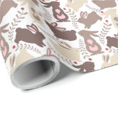 Bruine en Tan Konijnen Op Witte Pasen Cadeaupapier (Rol Hoek)