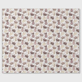 Bruine en Tan Konijnen Op Witte Pasen Cadeaupapier (Vlak)