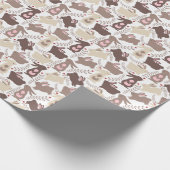 Bruine en Tan Konijnen Op Witte Pasen Cadeaupapier (Hoek)