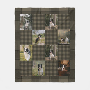 Bruine en Tan Schotse ruit 8 Fotocollage Fleece Deken