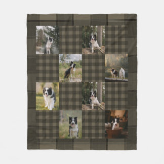Bruine en Tan Schotse ruit 8 Fotocollage Fleece Deken