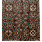 Bruine en turquoise bohemien douchegordijn (Voorkant)