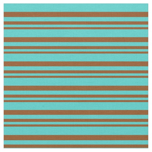 Bruine en Turquoise Lines Stof (Close Up)