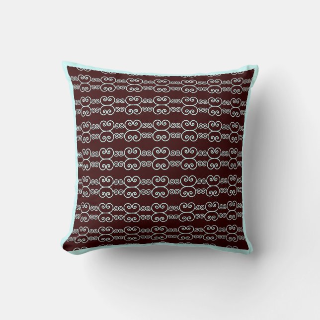 bruine en turquoise moderne kussen (Voorkant)