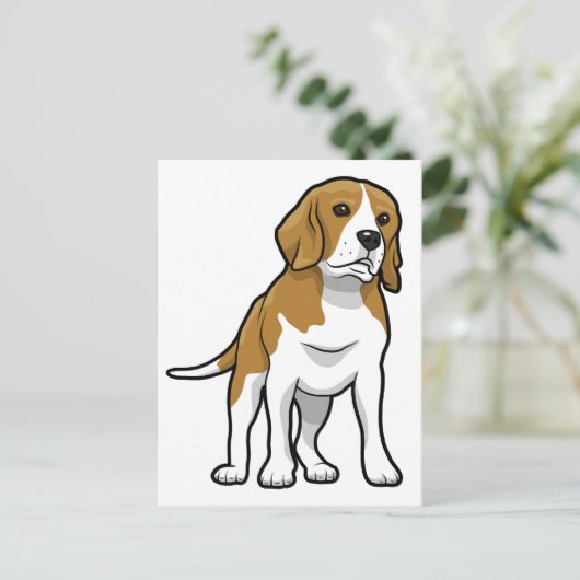 Bruine en Witte Beagle Briefkaart (Staand voorkant)