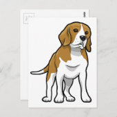 Bruine en Witte Beagle Briefkaart (Voorkant / Achterkant)