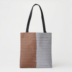Bruine en witte betonwand tote bag