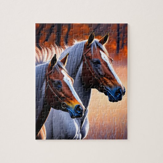 Bruine en witte brumby paarden, puzzel (Verticaal)