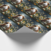 Bruine en witte cavia maan en madeliefjes, cadeaupapier (Hoek)