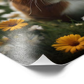 Bruine en witte cavia maan en madeliefjes, foto afdruk (Hoek)