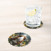 Bruine en witte cavia maan en madeliefjes, kartonnen onderzetters (Insitu)