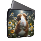 Bruine en witte cavia maan en madeliefjes, laptop sleeve (Voorkant Rechts)
