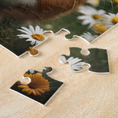 Bruine en witte cavia maan en madeliefjes, legpuzzel (Zijkant)