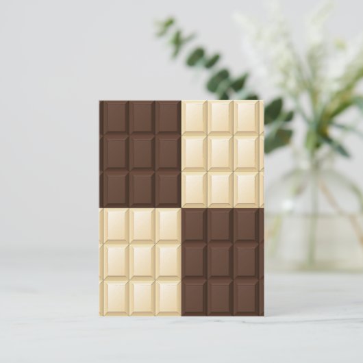 Bruine en witte chocolade briefkaart (Staand voorkant)