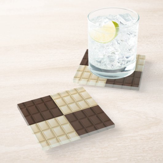 Bruine en witte chocolade glazen onderzetter (Schuin)