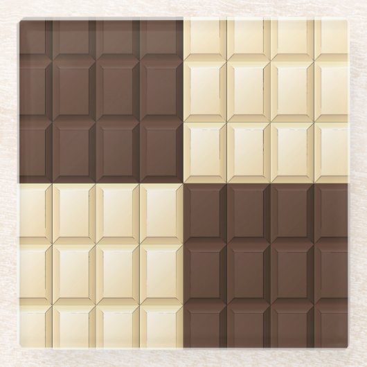 Bruine en witte chocolade glazen onderzetter (Voorkant)