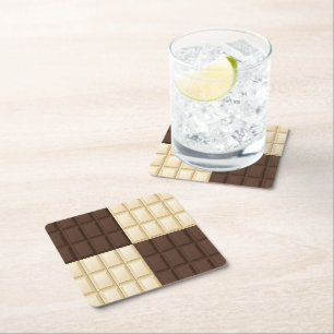 Bruine en witte chocolade kartonnen onderzetters