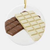 Bruine en witte chocoladerepen keramisch ornament (Voorkant)