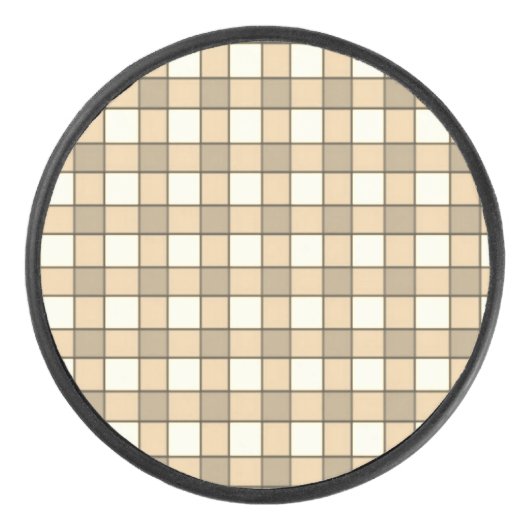 Bruine en witte controleblokken hockey puck (Voorkant)