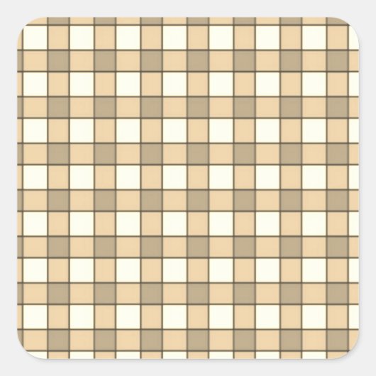 Bruine en witte controleblokken vierkante sticker (Voorkant)