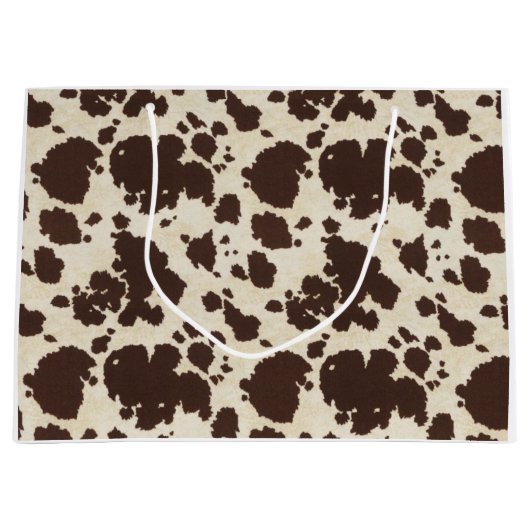 Bruine en witte cowafdruktas large cadeautasje (Voorkant)