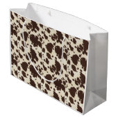 Bruine en witte cowafdruktas large cadeautasje (Achterkant Gekanteld)