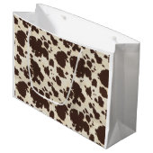 Bruine en witte cowafdruktas large cadeautasje (Voorkant Gekanteld)