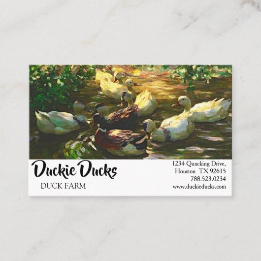  bruine en witte eenden in een hond visitekaartje (Voorkant)