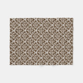 Bruine en witte Floral Damask Fleece Blanket (Voorkant (Horizontaal))
