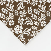 Bruine en witte Floral Damask Fleece Blanket (Hoek)