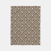 Bruine en witte Floral Damask Fleece Blanket (Voorkant)