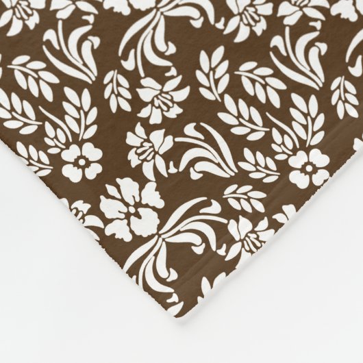 Bruine en witte Floral Damask Fleece Blanket Deken (Hoek)