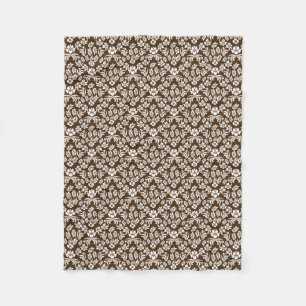 Bruine en witte Floral Damask Fleece Blanket Deken